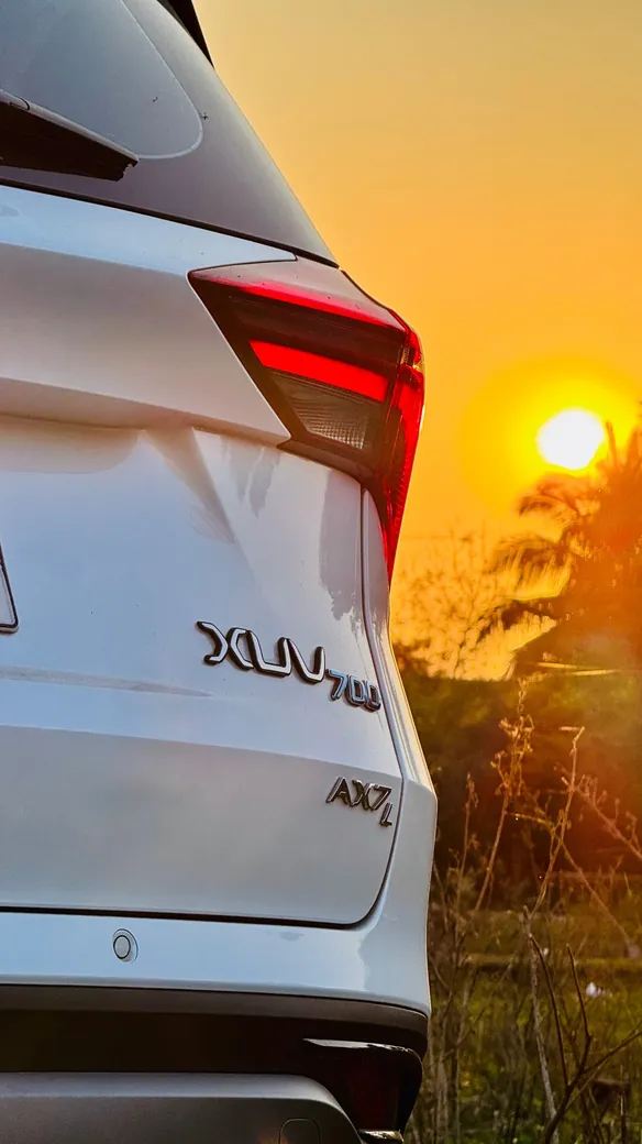 SUV tail light at sunset